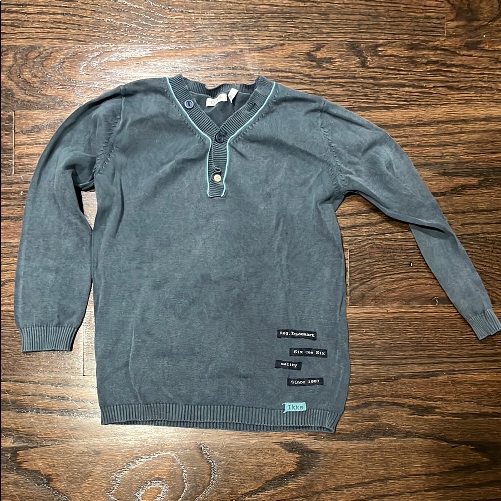 Ikks Gray V-Neck Sweater Soft Knit Classic Design